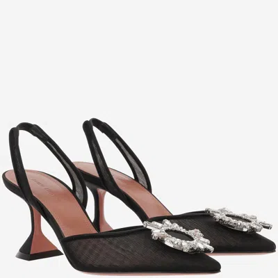 Amina Muaddi Begum Mesh Slingbacks In Black