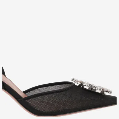 Amina Muaddi Begum Mesh Slingbacks In Black