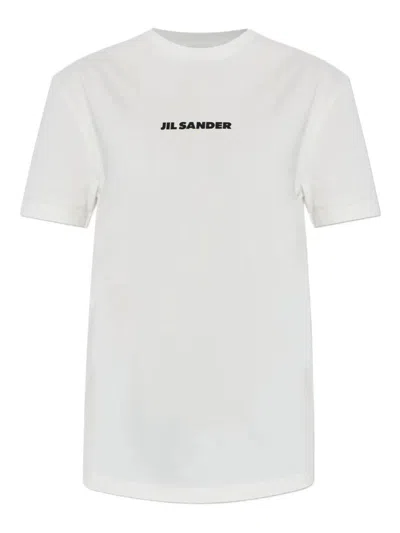 Jil Sander Crewneck Short Sleeves Classic Logo Print T-shirt Clothing In White