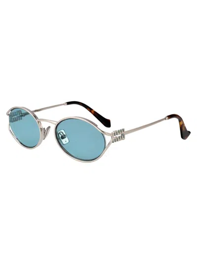 Miu Miu Argento Metal Sunglasses In Metallic