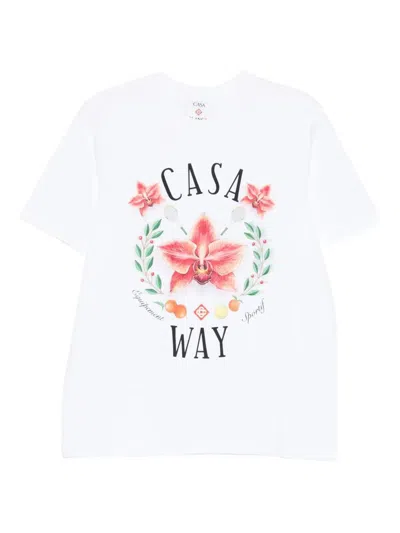 Casablanca Orchid Garden Graphic Relaxed Fit T Shirt In White