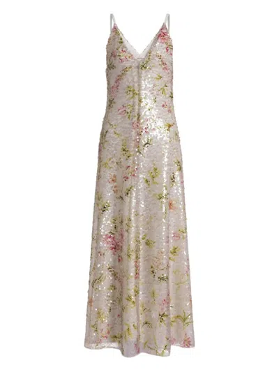 Alberta Ferretti Printed Sequins Long Dress Clothing In Multi