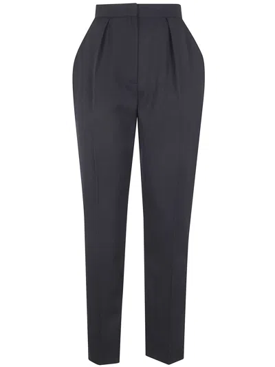 Balmain High Waisted Tailored "grain De Poudre" Pants Clothing In Black