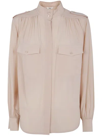 Chloé Pokets Classic Turtle Neck Shirt Clothing In Nude