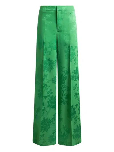 Etro Flared High Waisted Trousers Clothing In Green