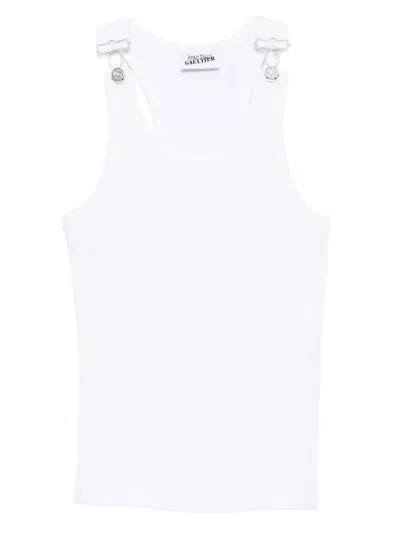 Jean Paul Gaultier Tank Top With Overall Engraved Clothing In White