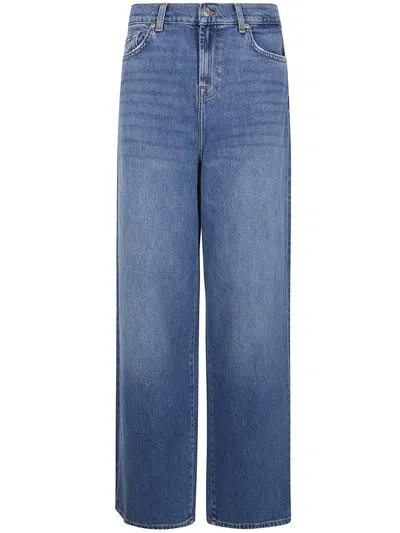 7 For All Mankind Wide Leg Explorer Denim Five Pocket Trousers In Blue