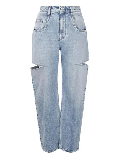 Maison Margiela High Waist Wide Leg Denim Trousers In Blue