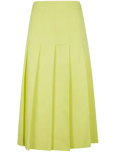 Drhope Dr. Hope Pleated Cotton Twill Skirt Clothing In Yellow