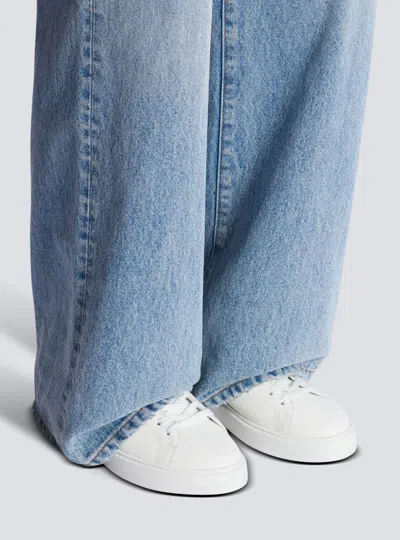 Balmain Court Sneaker Low Top Round Toe Rubber In Animal Print