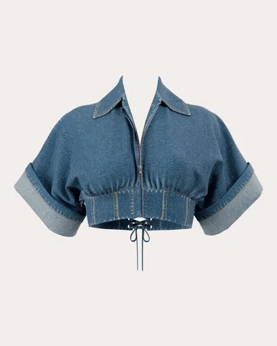Andrea Iyamah Women's Alu Denim Corset Crop Top In Blue
