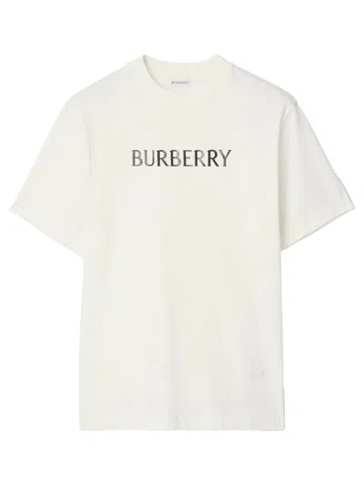 Burberry Cotton T Shirt Featuring Front Logo Print In White