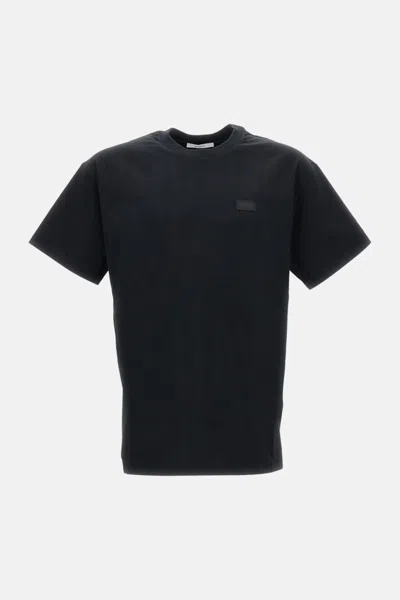 Givenchy Black Round Neck Logo Patch T-shirt In Black