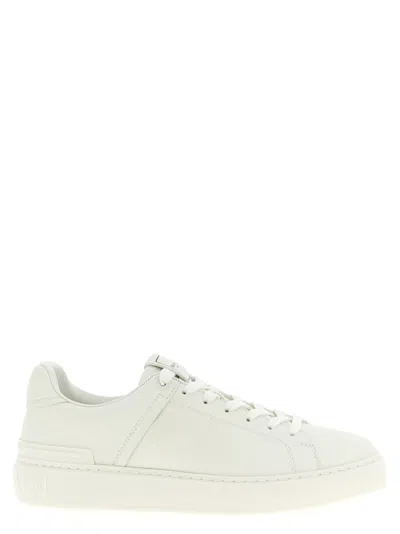 Balmain White Lace Up Sneakers In White