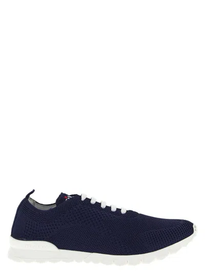 Kiton Embroidered Logo Low-top Sneakers In Navy