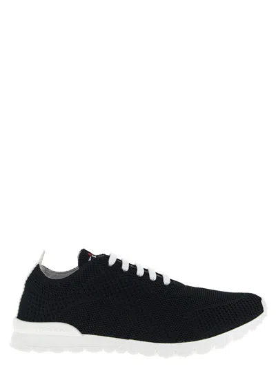 Kiton Perforated Fabric Slip-on Sneakers In Nero