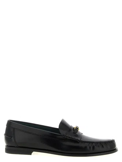 Tod's T Loafers Round Toe Gold Hardware Stitching In Black