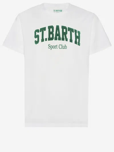 Mc2 Saint Barth Cotton T-shirt With Logo Print In White
