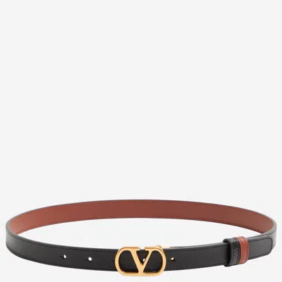 Valentino Garavani Vlogo Signature Reversible Shiny Calfskin Belt - 20mm / 1.2 In. Woman Black/deep In Black