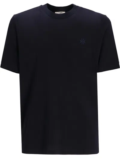Jacob Cohen Blue Crewneck Embroidered Logo T-shirt In Black
