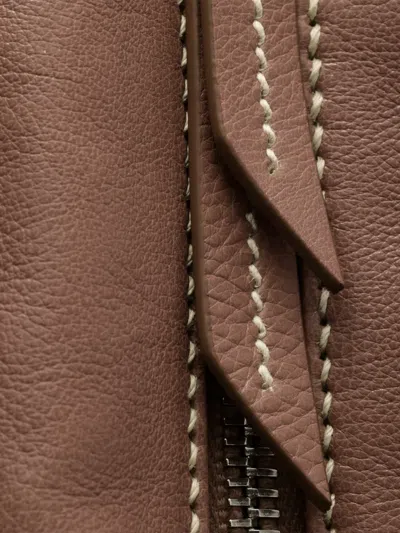 Prada Leather Logo Tote Bag In Brown