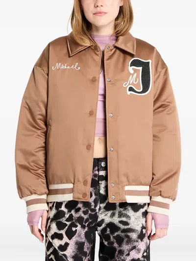 Jordan Embroidered-logo Varsity Jacket In Brown