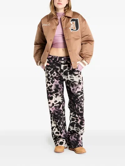 Jordan Embroidered-logo Varsity Jacket In Brown