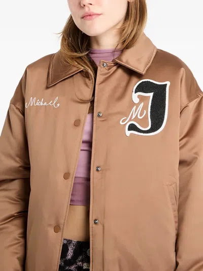 Jordan Embroidered-logo Varsity Jacket In Brown