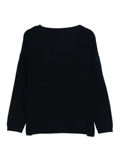 Hemisphere V-neck Embellished Sweater In Black