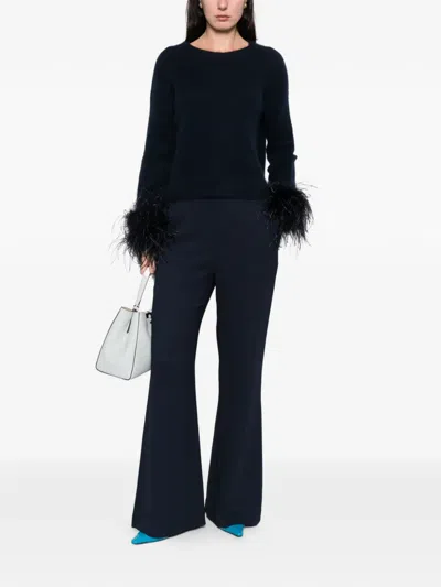 Hemisphere Feather-trim Sweater In Black