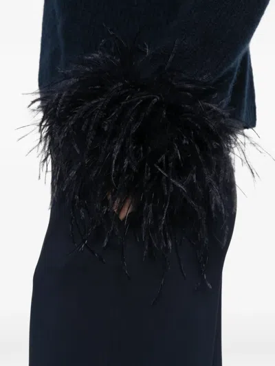 Hemisphere Feather-trim Sweater In Black