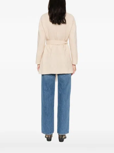 Hemisphere Fringed Belted Jacket In Neutral