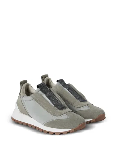 Brunello Cucinelli Runners Sneakers Pull Tab Rubber Sole In Green