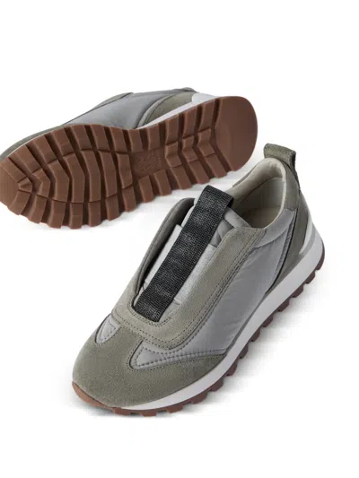 Brunello Cucinelli Runners Sneakers Pull Tab Rubber Sole In Green