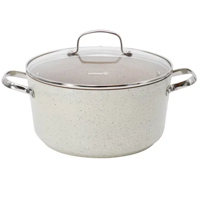 Korkmaz Granita 8 Liter Aluminum Nonstick Casserole With Lid In Tan In White