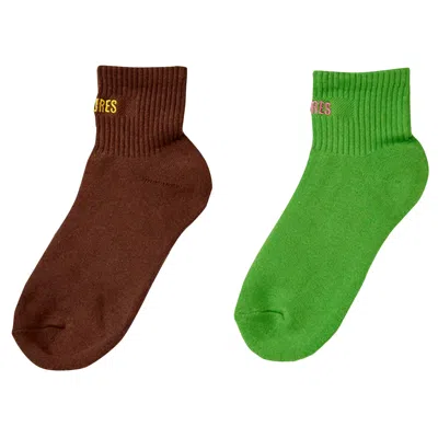 Pre-owned Pleasures Socks (2 Pack) 'brown/green' | Men's Size Onesize