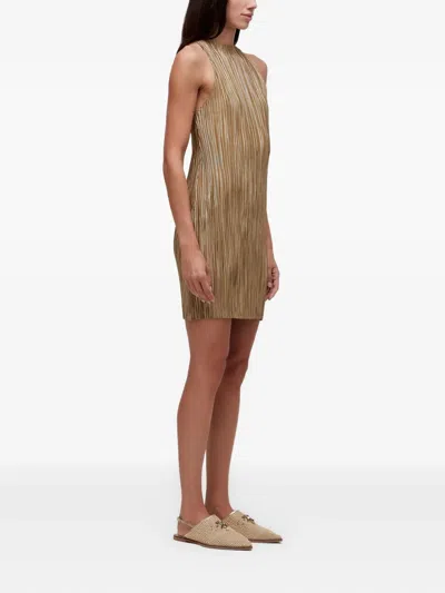 Osklen Plisse Mini Dress In Brown