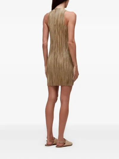Osklen Plisse Mini Dress In Brown