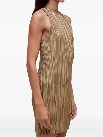 Osklen Plisse Mini Dress In Brown