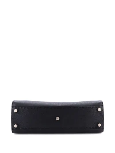 Pre-owned Fendi Selleria Peekaboo Bag Rigid Leather Regular Satchel In Black