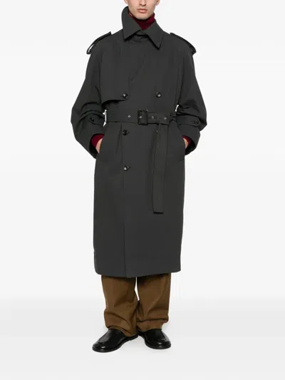 Federico Cina Belted Double-breasted Coat In Black