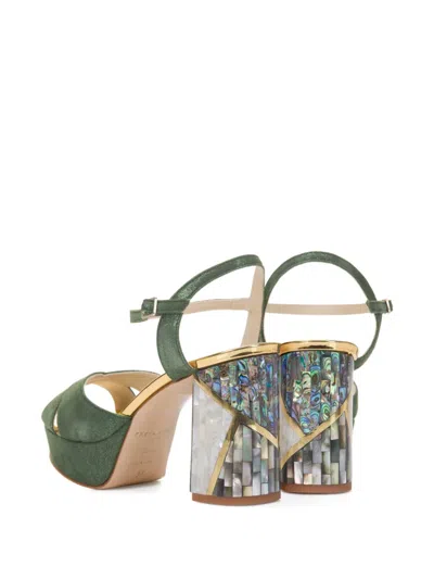Freya Rose Zahra Ankle-strap Heeled Sandals In Green