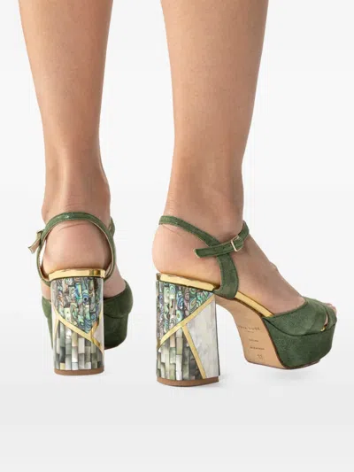 Freya Rose Zahra Ankle-strap Heeled Sandals In Green