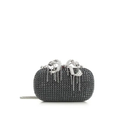 Self-portrait Navy Chainmail Clutch In Blue