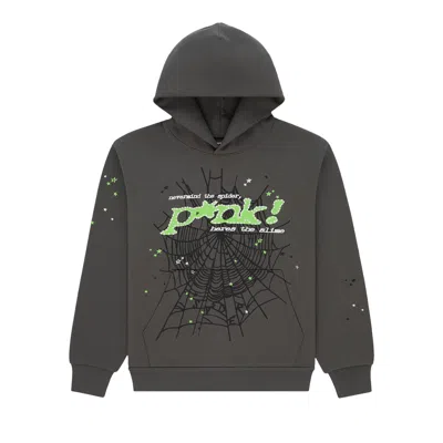 Pre-owned Sp5der Sp5 Punk Pullover Hoodie 'slate' | Grey | Men's Size L In Gray