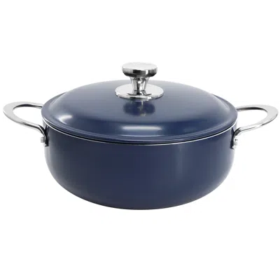 Oster Cartagena 3.8 Quart Nonstick Aluminum Caldero With Lid In Dark Blue In Blue
