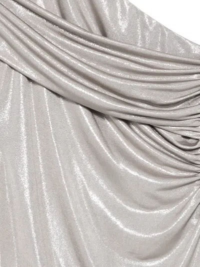 Ralph Lauren One-shoulder Ruched Mini Dress In Silver