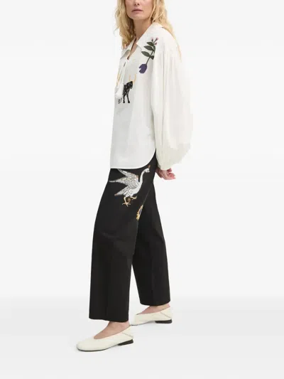 Sleeper Embroidered Trousers In Black