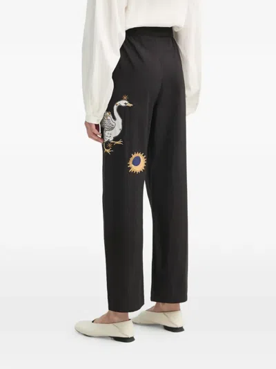 Sleeper Embroidered Trousers In Black