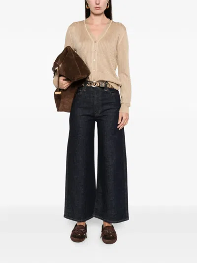 Ralph Lauren Buttoned Ribbed Cardigan In Neutral